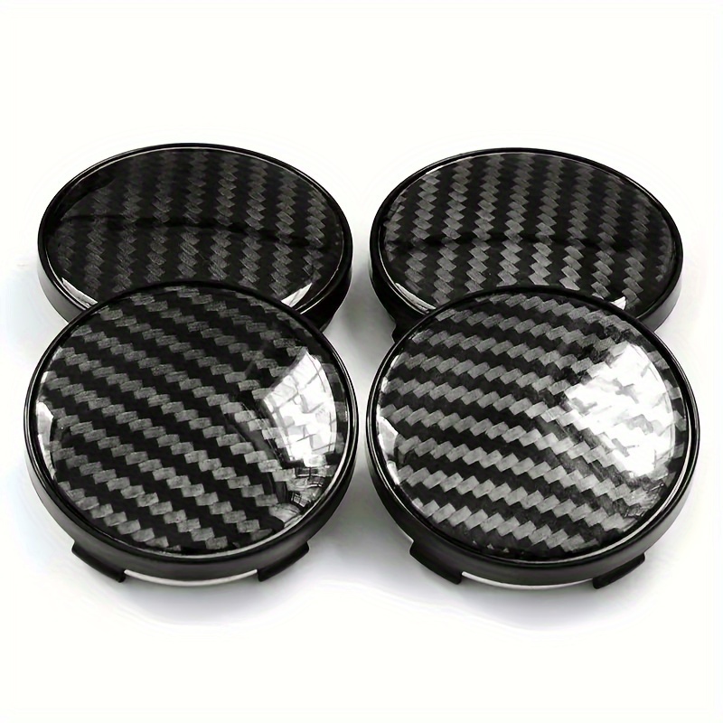 

4pcs Wheel Caps With Aluminum Base, Resin 3d Carbon Fiber Pattern Logo, Covers For Car Rims