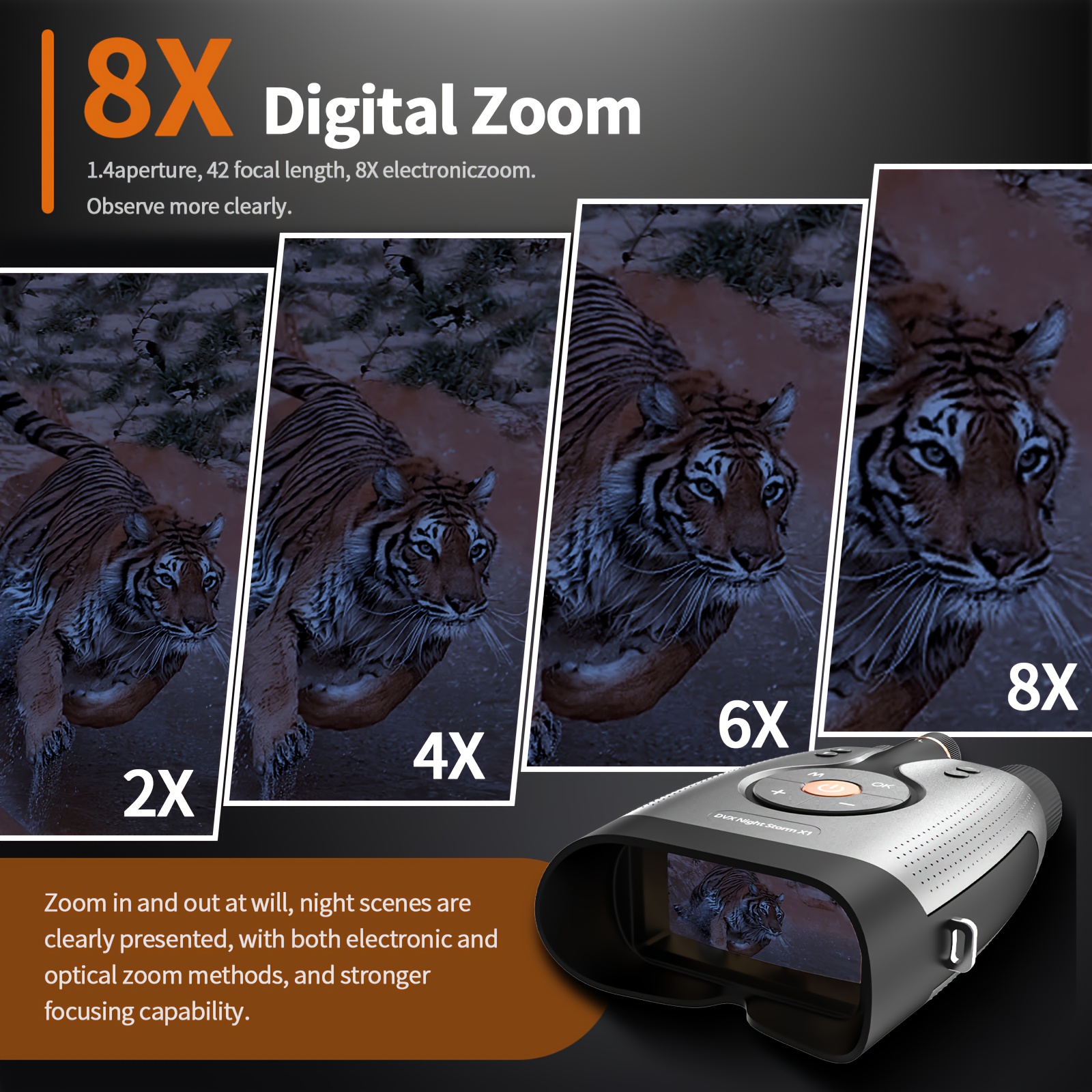 Night Vision Goggles with Silly Long Aa Batteries Full Color Vision 52MP, 8X Digital Zoom Camera, True 4K At Night for Hunting And Camping, Designed for Hunting, Fishing And Security Monitoring Video, Equipped with A 64G Memory Card, Outdoor