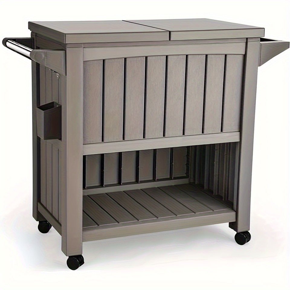 85 Quart Rolling Cooler Cart With Bottle Opener Drainage, Portable Patio Cooler On Wheels, Outdoor Beverage, Ice Chest Cart For Pool Deck Party BBQ Cookouts (Black)