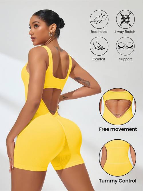 athletic fitness jumpsuit yoga outfit womens tight high elastic lifting yoga bodysuit
