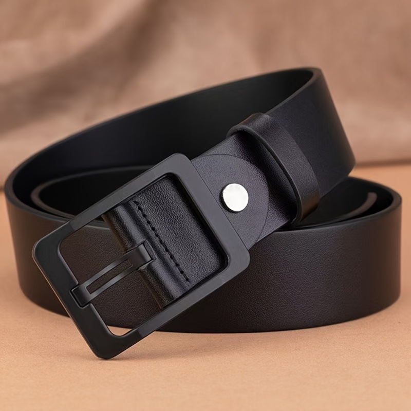 1pc Men'S Genuine Leather Casual Belt - Minimalist Vintage Design with Alloy Buckle, Adjustable Fit for Casual, Work, Parties & Valentine'S Day - Durable Everyday Accessory, High-Quality Craftsmanship, Casual Attire, Classic Style, Fashion