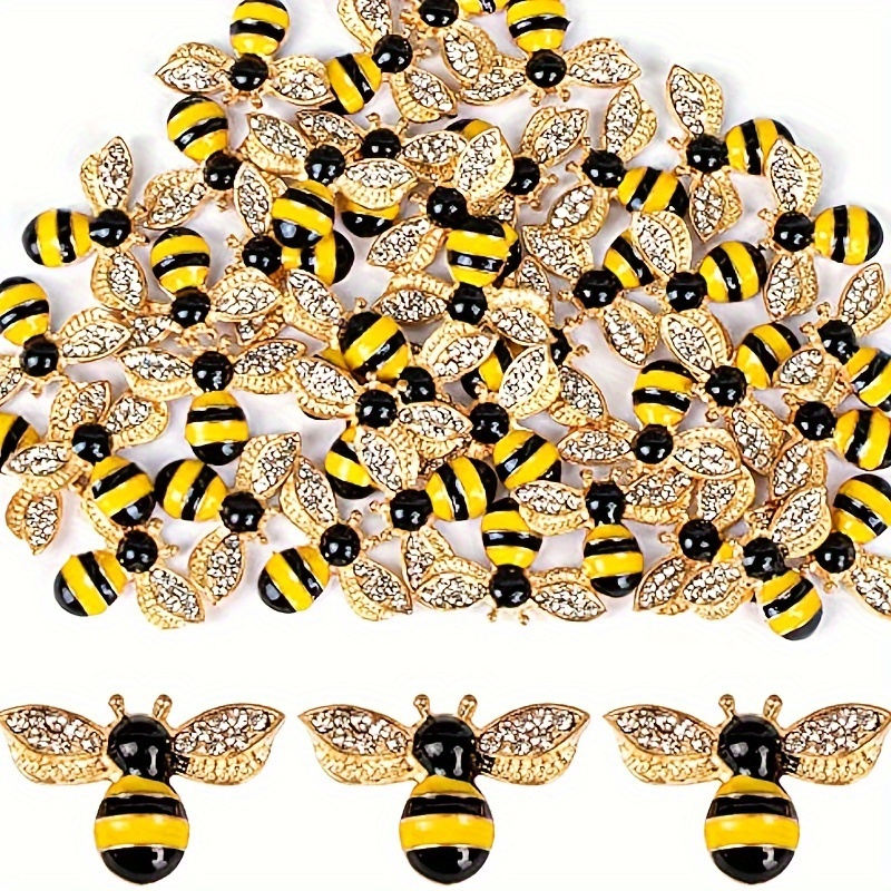 

Sparkling Rhinestone Bee Charms - 5/10pc Set, Colorful Alloy Insect Pendants For Diy Jewelry Making & Crafts