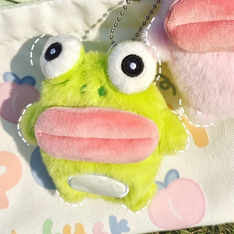 Techinal Green Smiley Frog Keychain Plush Keyring Cartoon Backpack