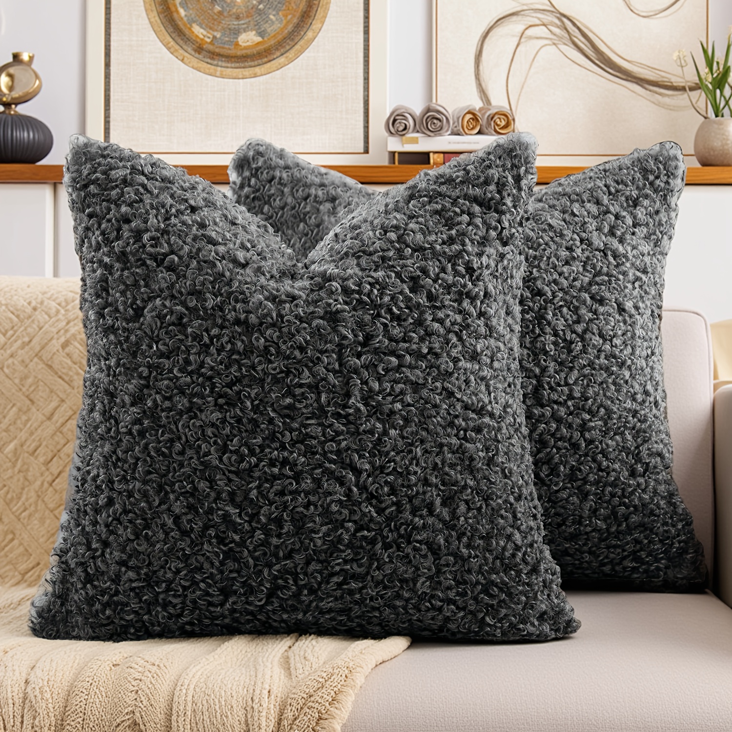 TEMU Artificial Pillowcase, Dark Gray Pillowcase Cover, In Multiple Sizes, With A Soft And Comfortable Touch, Suitable For Indoor Scenes Such As