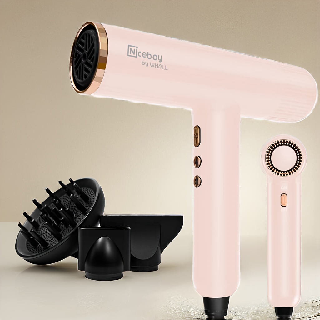 

® Ionic Hair Dryer, Professional Blow Dryer With 3 Attachments, 110000rpm Bigh-speed Brushless Motor For Fast Drying, Low Noise, Lightweight, 1600w Hairdryer With Diffuser