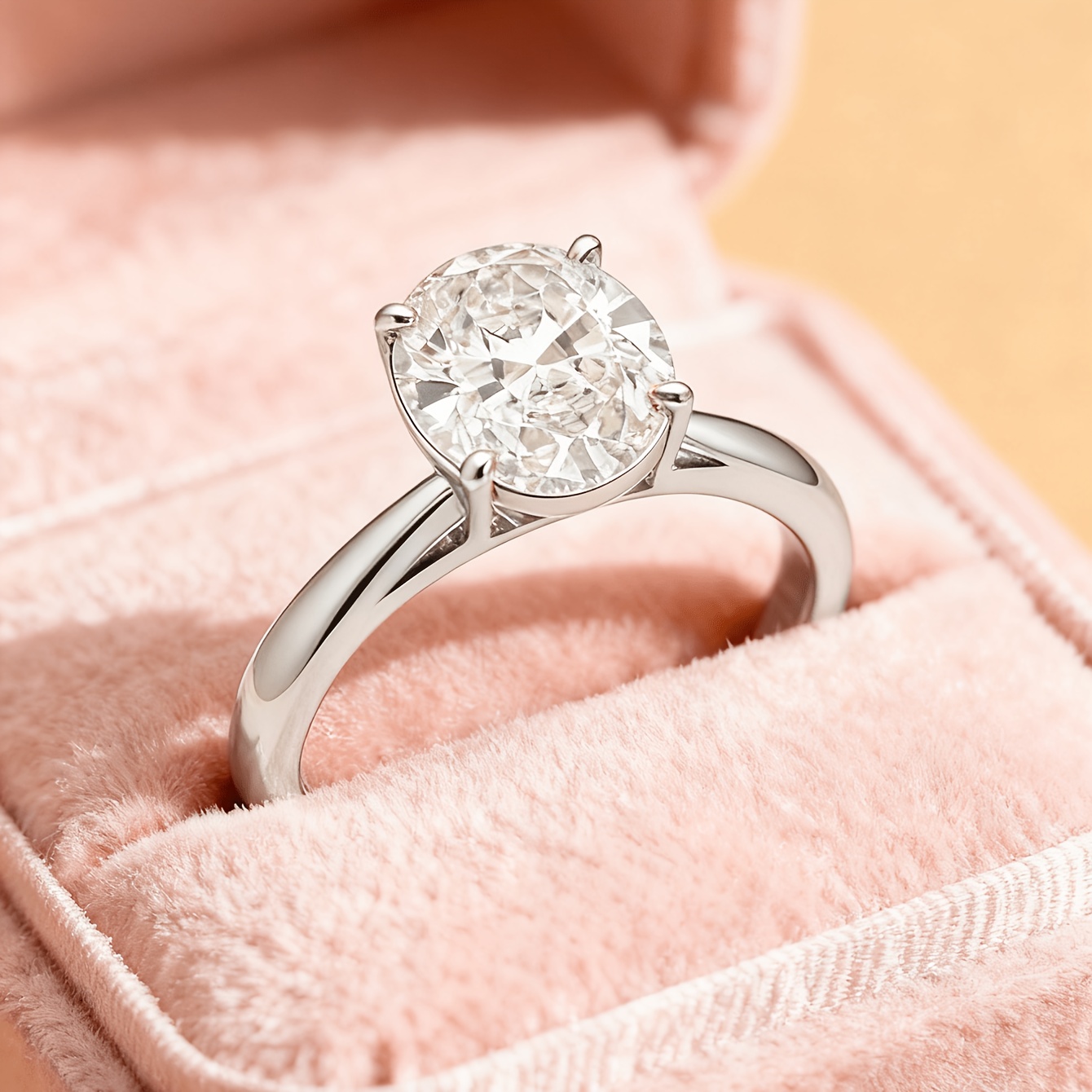 Women's 1-8 Carat Unique Egg Shaped Solitaire Engagement Ring