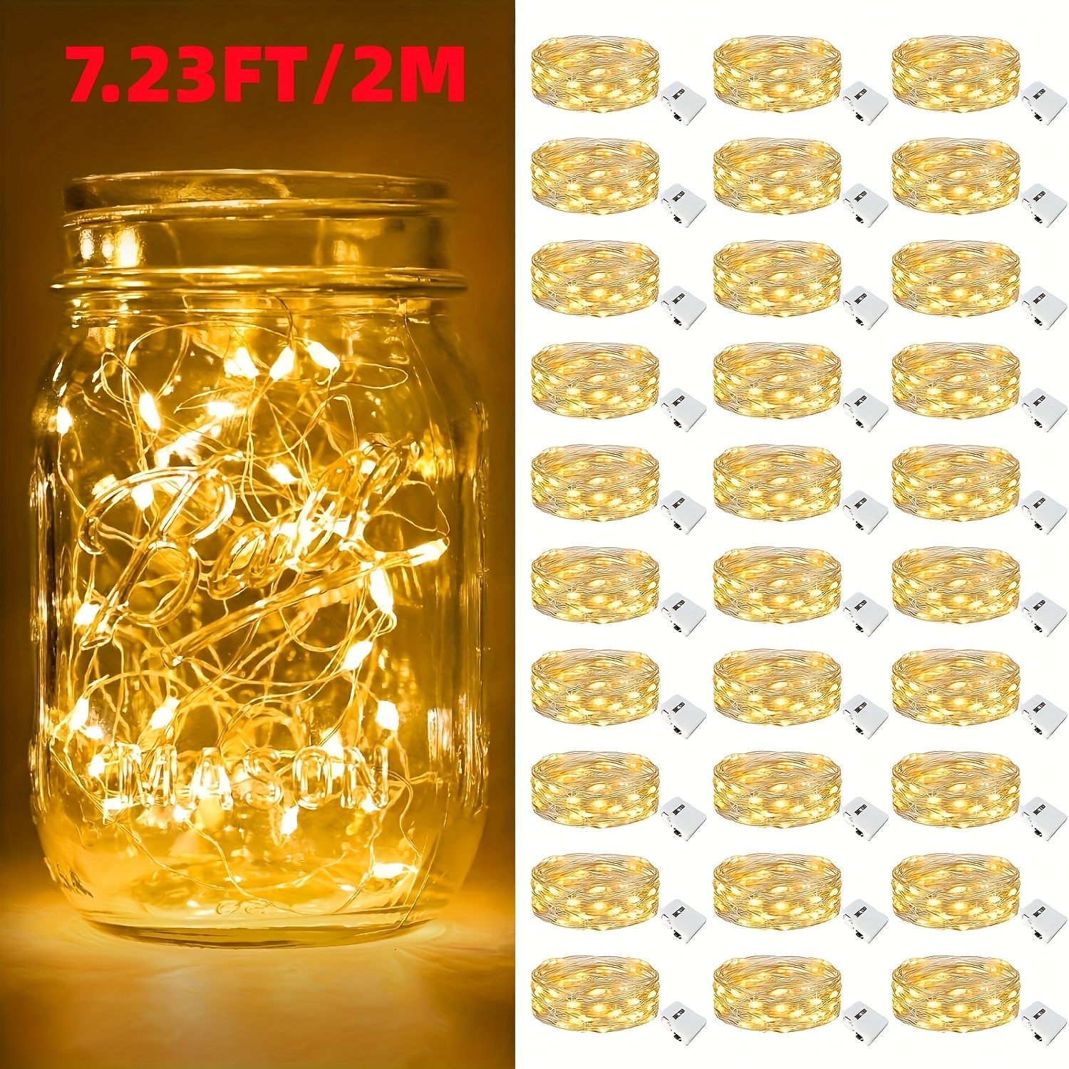 30pcs fairy tale string lights 3 55ft 1m 7 23ft 2  20 led firefly starry lights battery operated with   three flashing   copper wire for diy shaping suitable for flowers   christmas decor
