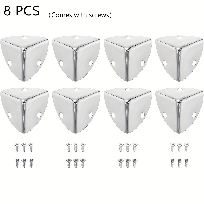 8pcs Stainless Steel Corner Protectors - Box Case Additions - Angle Brackets (with Screws)