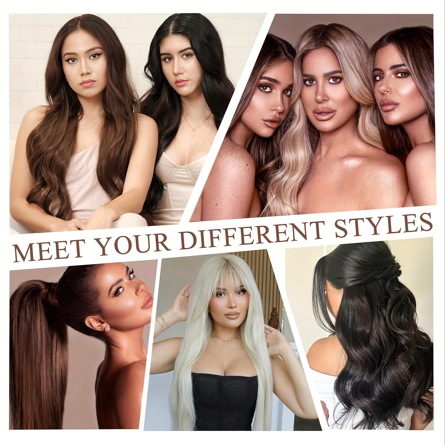 1pc 5 clip in elegant straight v shape hair extension real human hair accessories for women and girls 16 22inch   look with decorative clips increase hair volume halloween christmas festival   diverse hairstyles   details 9