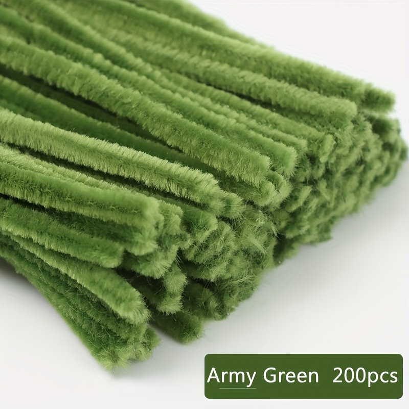 200pcs/500pcs Pipe Cleaners Craft Dark Green Army Cleaner For Craft Foldable Chenille Rod Pipe Cleaner, Christmas Craft Pipe Cleaner For Craft And Cleaning, Chenille Stems