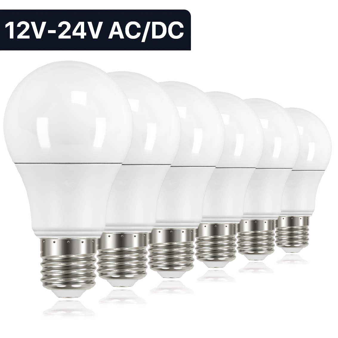 item picture 6pcs led light bulbs 12v 24v ac   a60 a19 equivalent 6w e27 base 560lm brightness ideal for rvs  s boats off grid     van lights modern light bulbs standard base bulb