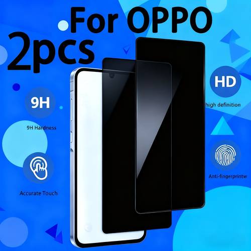 verpakking van 2, geschikt voor oppo a32, anti-peep tempered glass screen protector, 9h hardheid, krasbestendig, bubbelvrij, privacy bescherming, glad oppervlak