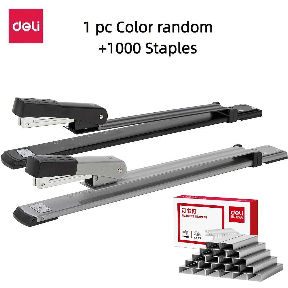 TEMU Heavy-duty Long Arm Stapler For Books & Magazines -25-sheet Capacity, 12-inch Stapling Depth With Precision Measurements, Metal Construction For