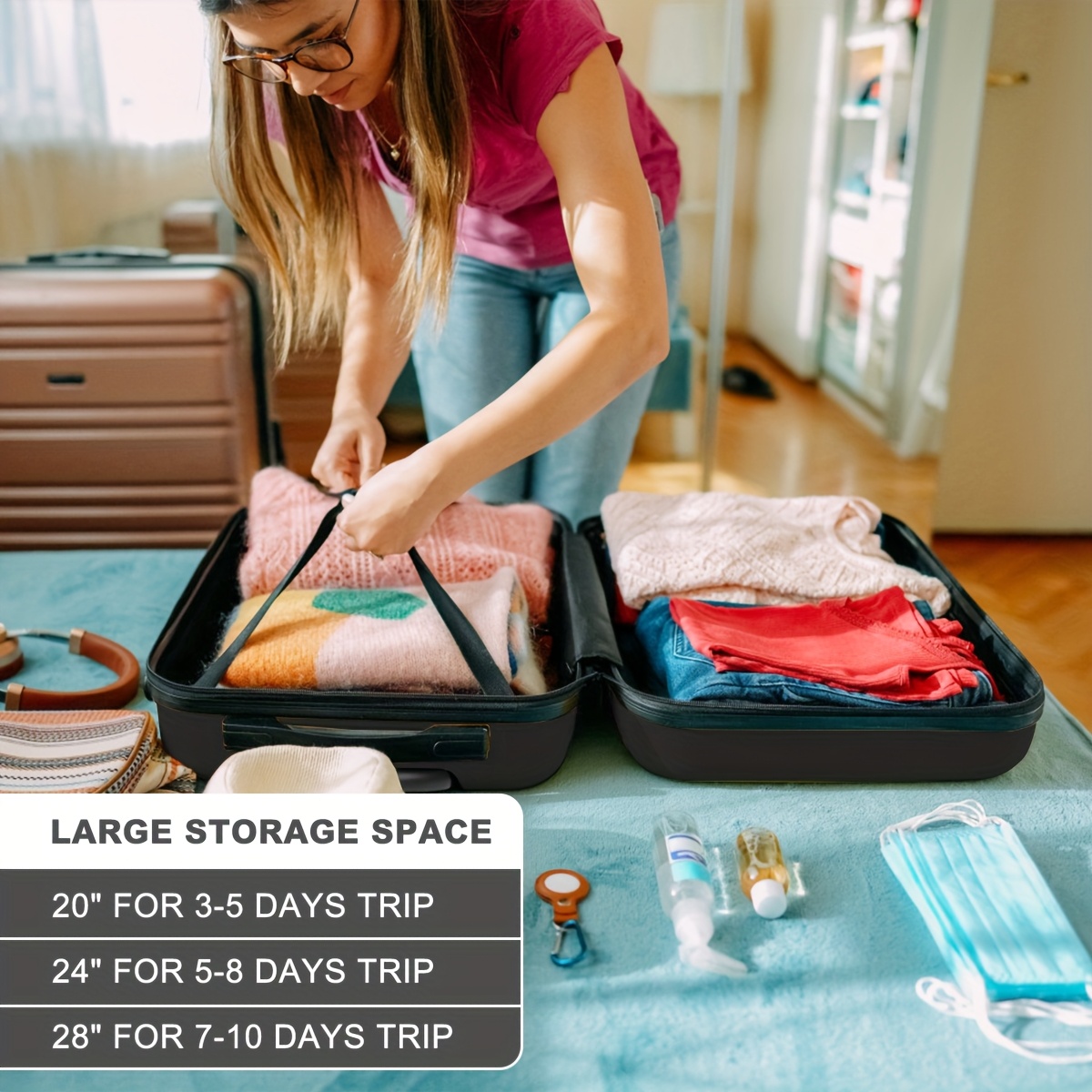 kono suitcase 5 piece lightweight abs hard shell luggage set 12 20 24 28 suitcases with tsa locks 4 wheel spinners for Product details 1