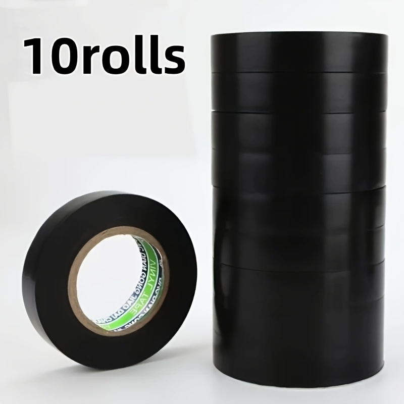 10 Rolls Of Traditional Black Electrical Tape, Fireproof, Tape, Strong Adhesive, Flame Retardant, Used For Line Wrapping, Sealing Materials