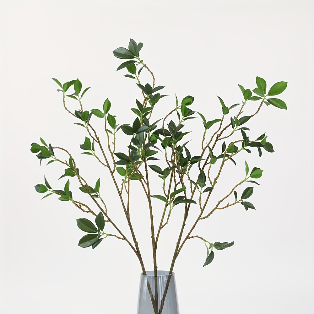 Image of 3pcs, Long Stem Artificial Green Leaves, Fake Branches, Fake Leaves, And Small Fig Leaves, Suitable For Home, Living Room, Dining Table Decoration, Dining Room, Wedding, And Holiday Decoration.