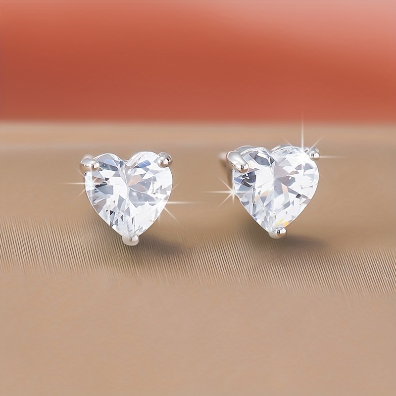 Geometric Zirconia Stud Earrings 925 Silver Posts