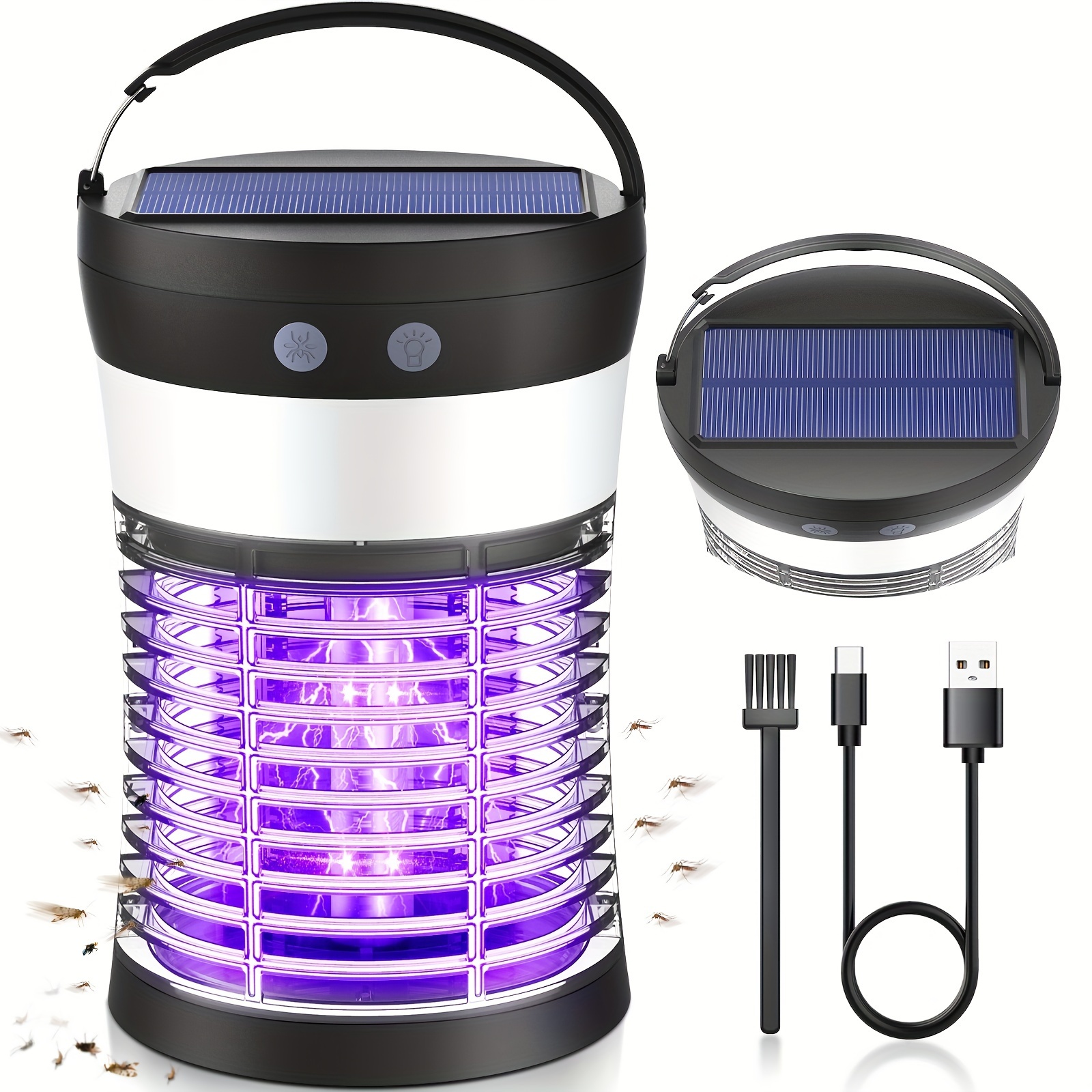 

Solar Bug Zapper, 3 In 1 Electric Mosquito Zapper For Outdoor Indoor, Pest Control Mosquito Zapper, Rechargeable Battery Insect Fly Trap For Home, Kitchen, Patio, Backyard, Camping
