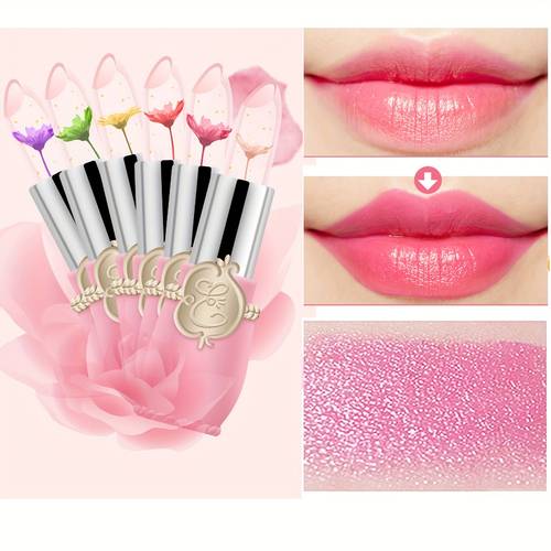 2 set 12 piece change flower lipstick temperature color change moisturizer long lasting nutritious lip gloss balm honey hydrating moisturizing cute jelly lip stick for women girls lip care makeup