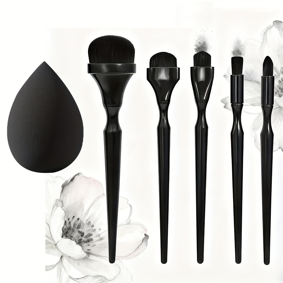 TEMU 3pcs/4pcs/6pcs Dye Brushes, Oil Painting Brushes, Black Watercolor Brushes - 1pc Drop Shaped Painting Ball For Charcoal, Chalk, And Oil Painting