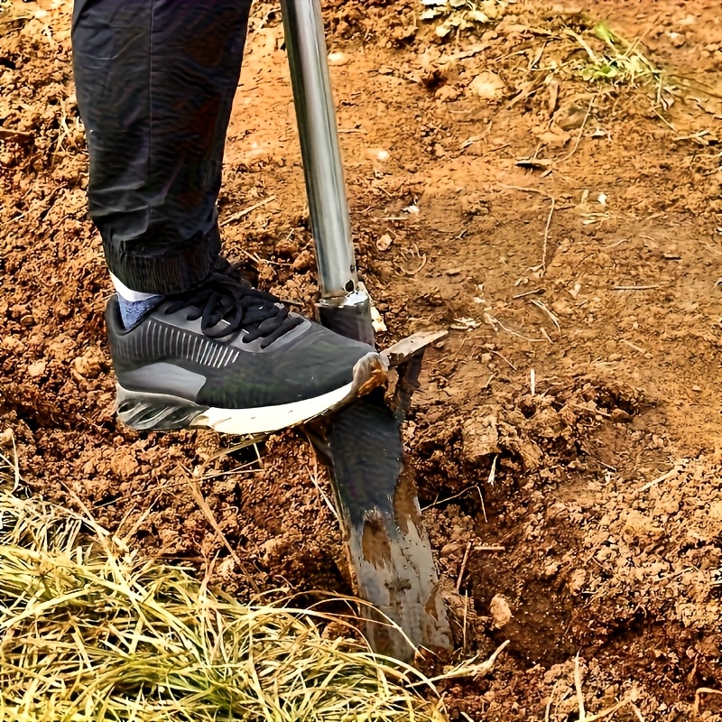 non electric manual digging shovel heavy duty   steel thickened blade   hardened edge solid wood handle welded   suitable for root breaking soil loosening agricultural farm tree planting and transplanting tools details 4
