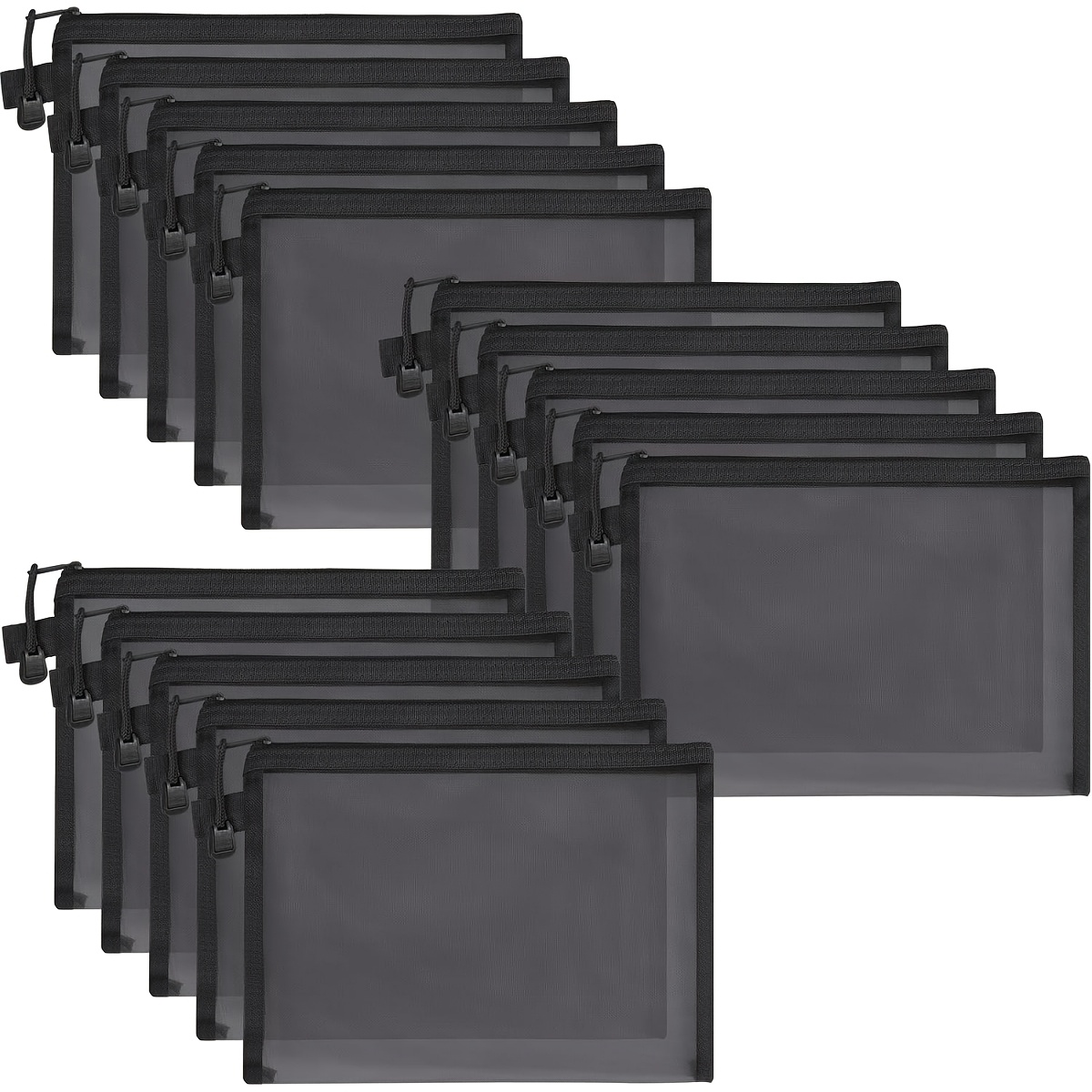 TEMU 15 Pack Mesh Zipper Pouches - Nylon Organizer Bags For Travel And Makeup Storage