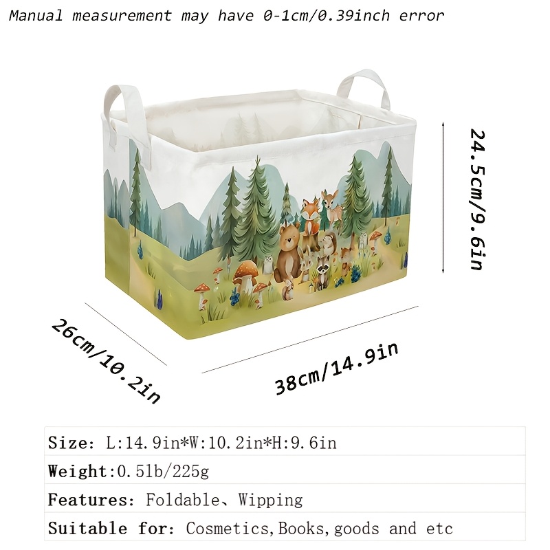 TEMU Storage Baskets, Woodland Room Decor, Woodland Shower Decorations, Rectangular Laundry Hamper, Foldable Clothes Bins For Bedroom, Shelf, Shelf