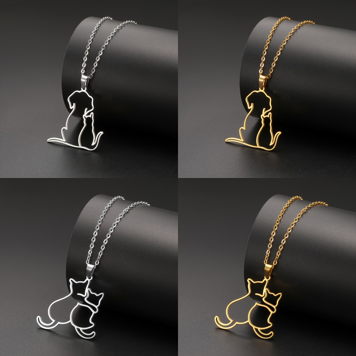 

Kkjoy Elegant Stainless Steel Pendant Necklace - Animal Silhouette Design, Perfect Gift For Pet Lovers, Kkjoy