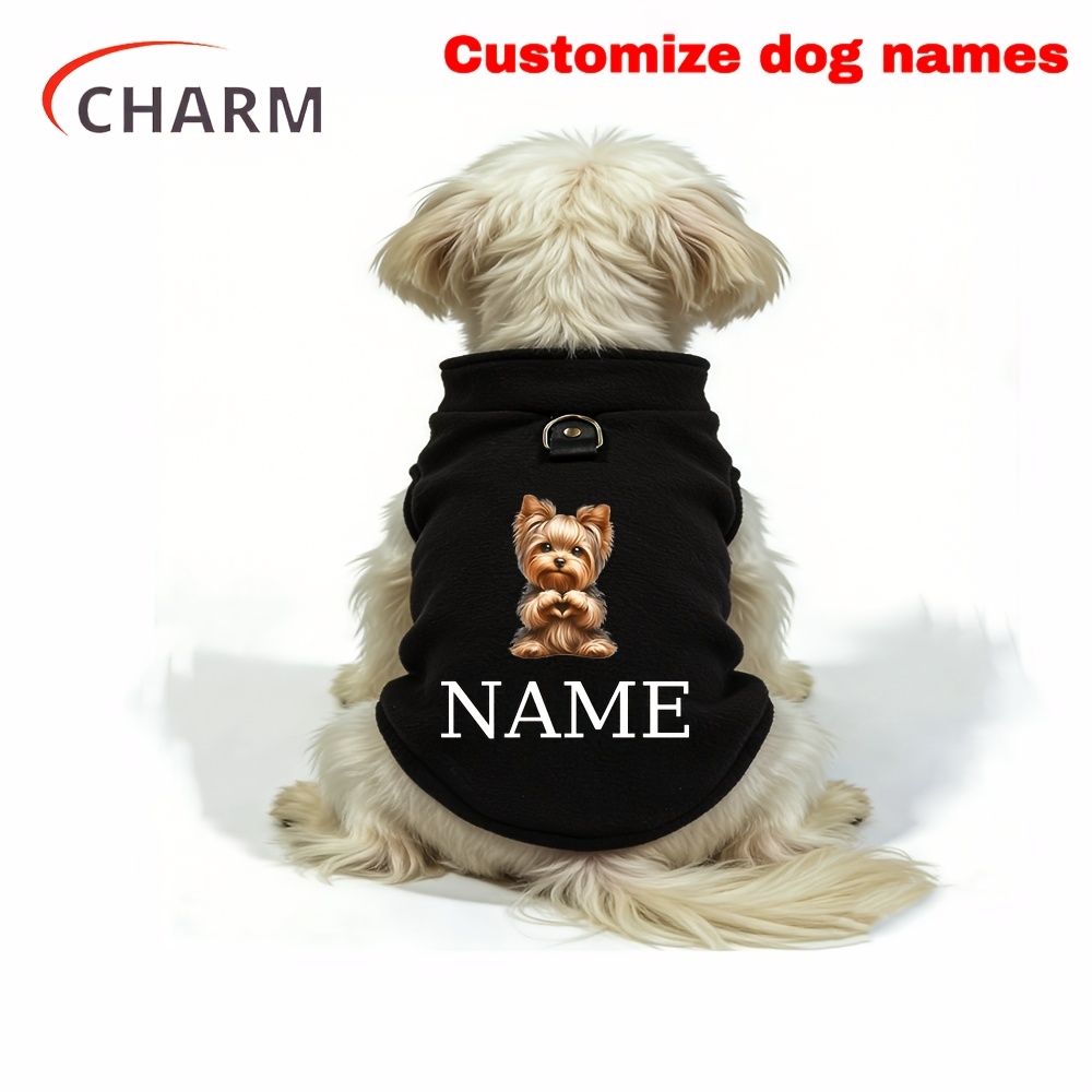 TEMU [customizable Name] Pet Yorkshire Vest Custom Printed Cute Dog Can Print Name Clothing, Personalized Custom Name Spring And Autumn Pet Jacket