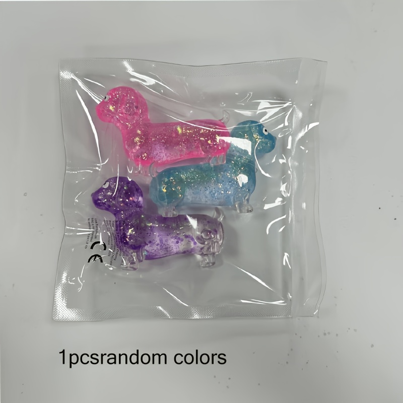 Image of 1pc Simple Dimple Fidget, Shiny Fluffy Dachshund & Maltose Stress Balls, Squeeze Toys. Perfect Gifts For Parties And Birthdays, Classroom Prizes. Random Colors
