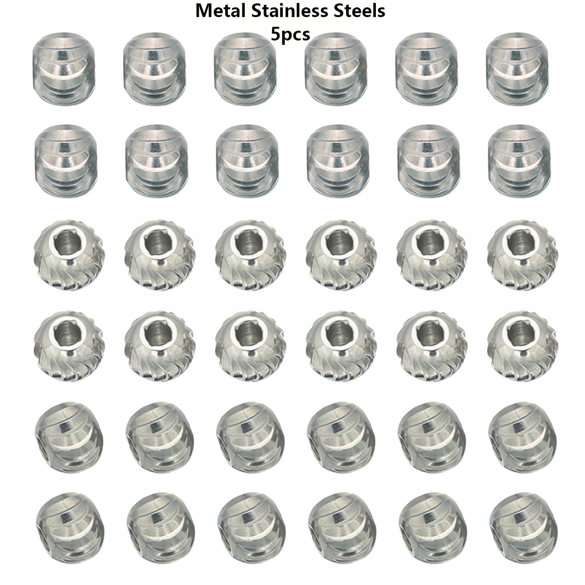 5pcs Stainless Steel Crescent Pattern Large Hole Spacer Beads