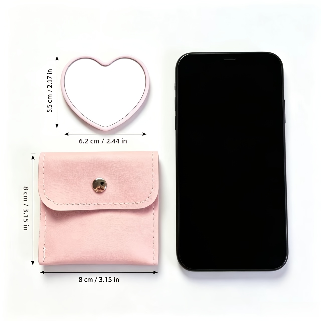 24pcs Heart-Shaped Makeup Mirror and Bag Set