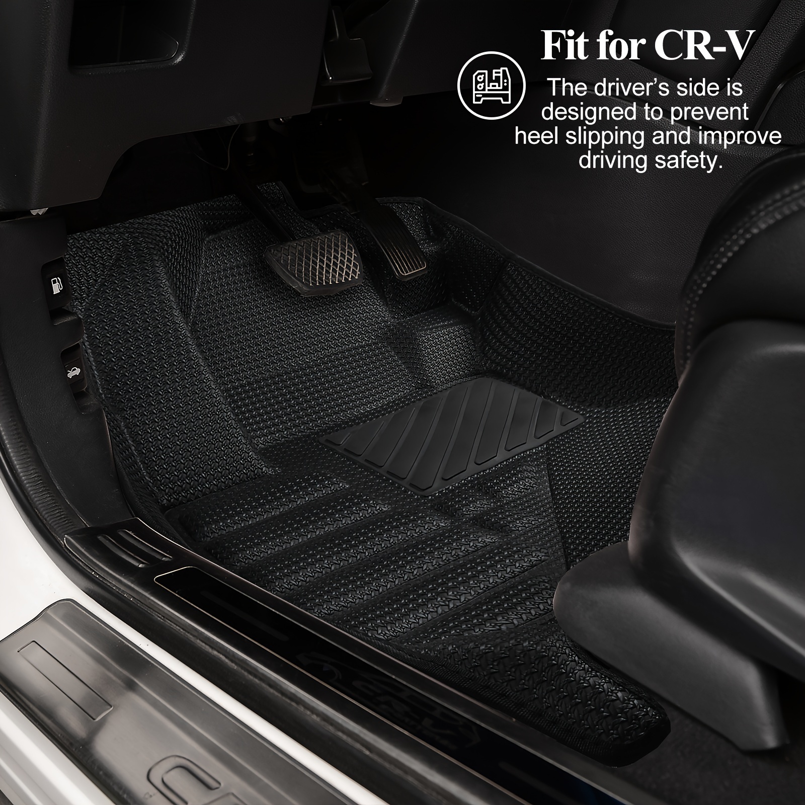 Lasfit Black TPE Floor Mats Liner For Honda CR-V 2017-2022 (Full Set, 4 Pieces)