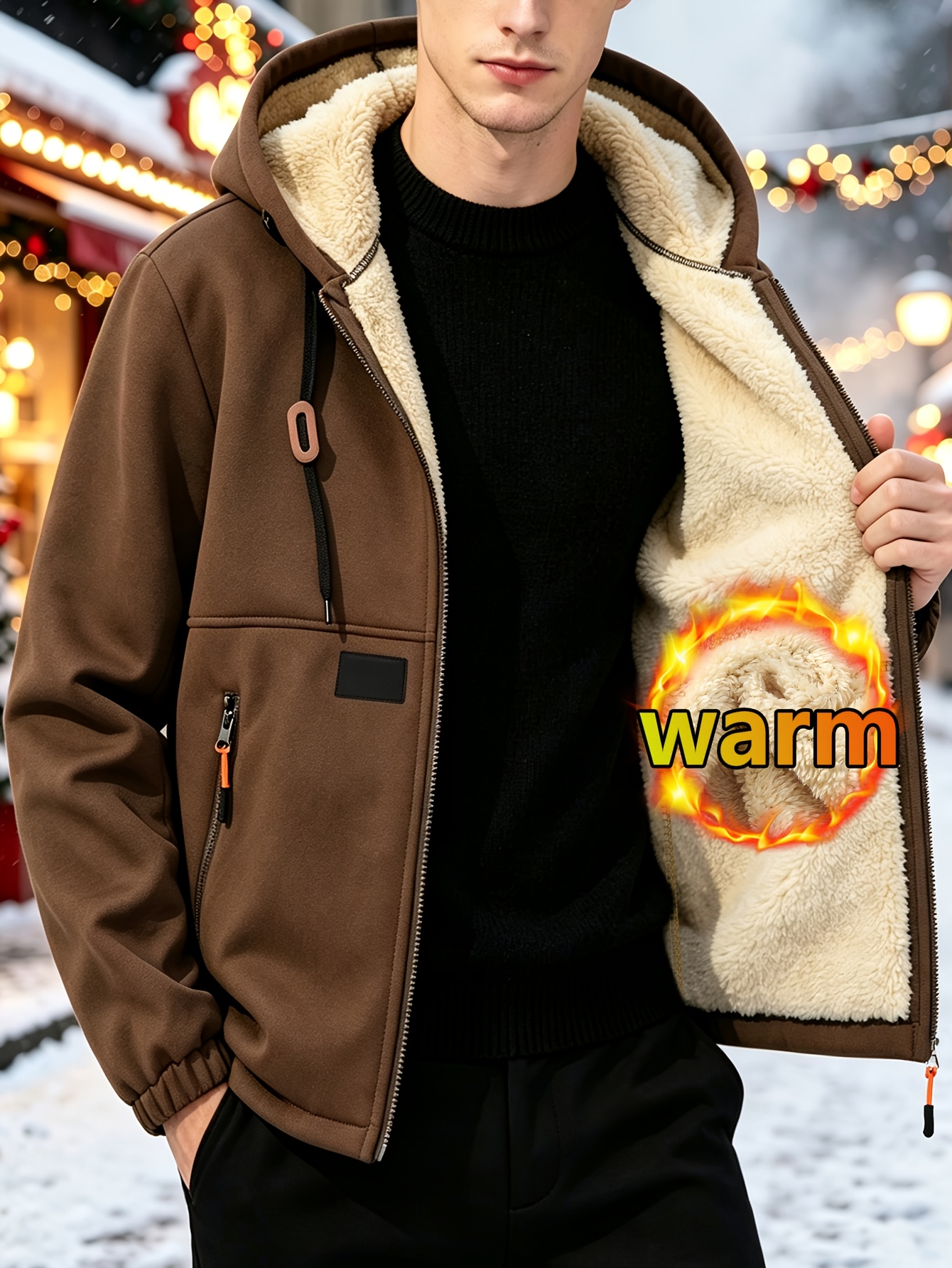 Cardigan à capuche pour homme en polaire épaisse, sweat à capuche chaud et tendance en polaire, sweat à capuche ample et confortable avec cordon de serrage, vêtements d'automne et d'hiver pour hommes, sweat à capuche décontracté pour homme avec poches zippées, convient pour l'hiver et l'automne