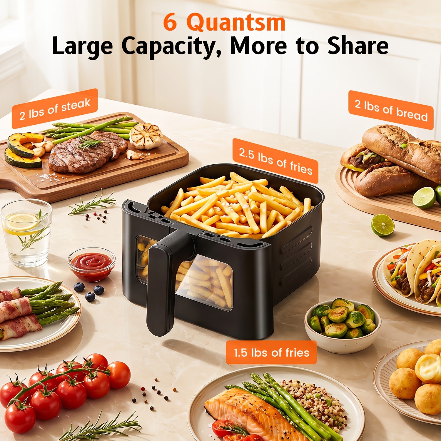 5L Air Fryer with 8 Smart Digital Menu Programs