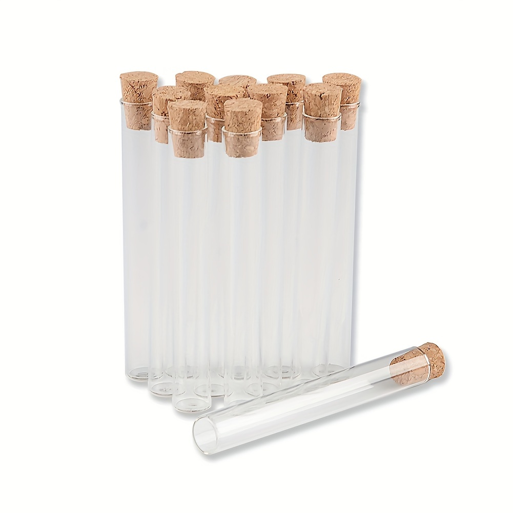 

100pcs, 4ml 10x75mm Test Vials Corks Stopper Bottles