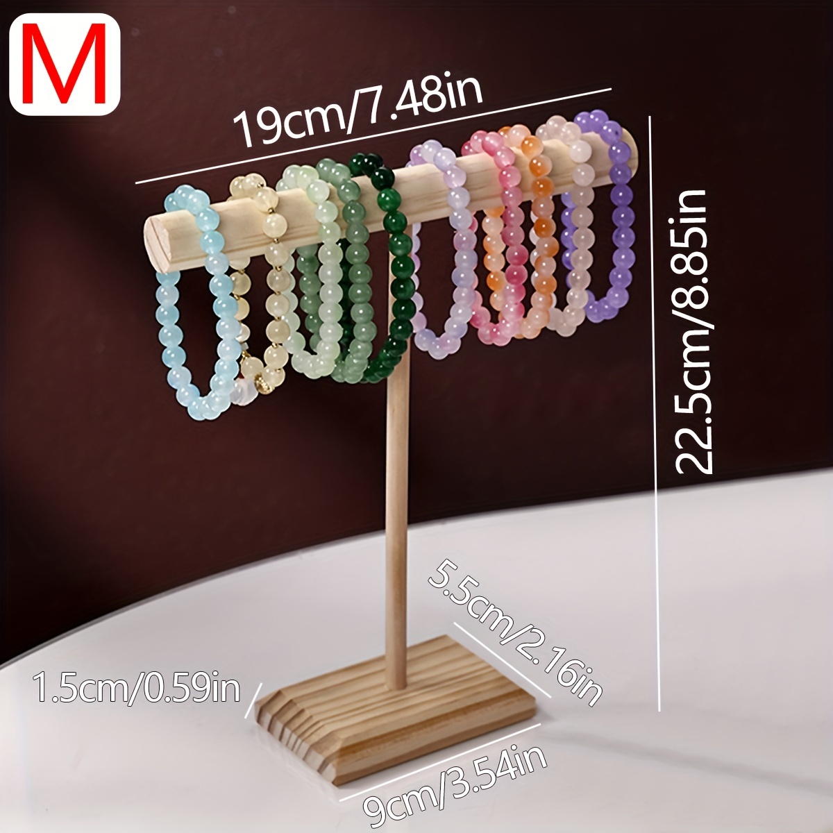 TEMU T-shaped Wooden Jewelry Display Stand For Bracelets, Necklaces, Earrings, Keychains - Storage Rack For Beads, Charms, And Accessories -beading Storage