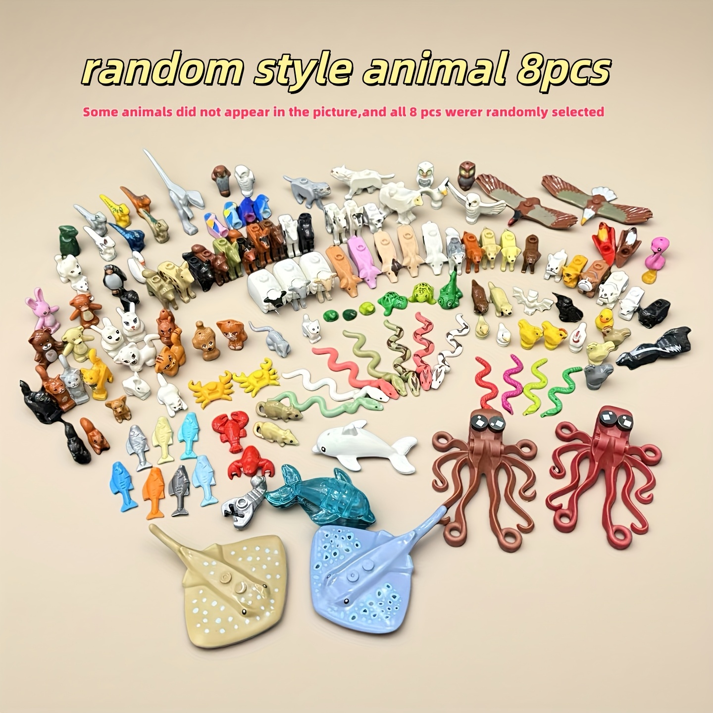 8pcs Random Animal Building Blocks Set, Fun Animal Collection Building Toy, Perfect Birthday Gift, Christmas Gift, New Year Gift