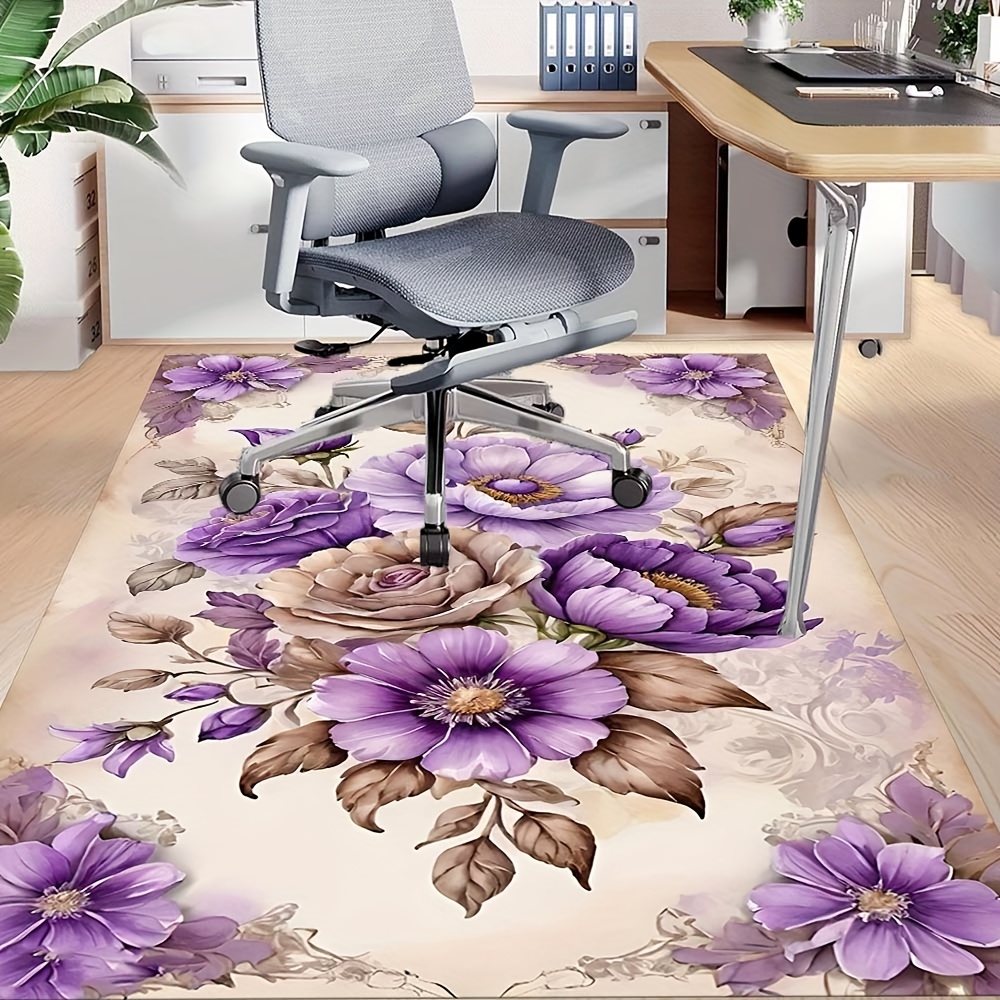 TEMU 1pc Of Retro Purple Floral Square Rug, Perfect For Enhancing The And Style Of Your Living Room Or Office Space