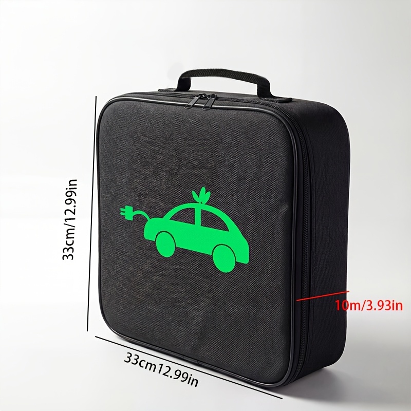 TEMU Sac de rangement pour véhicule électrique avec fermeture éclair, organisateur de charge de grande , pochette de rangement pour câble de charge