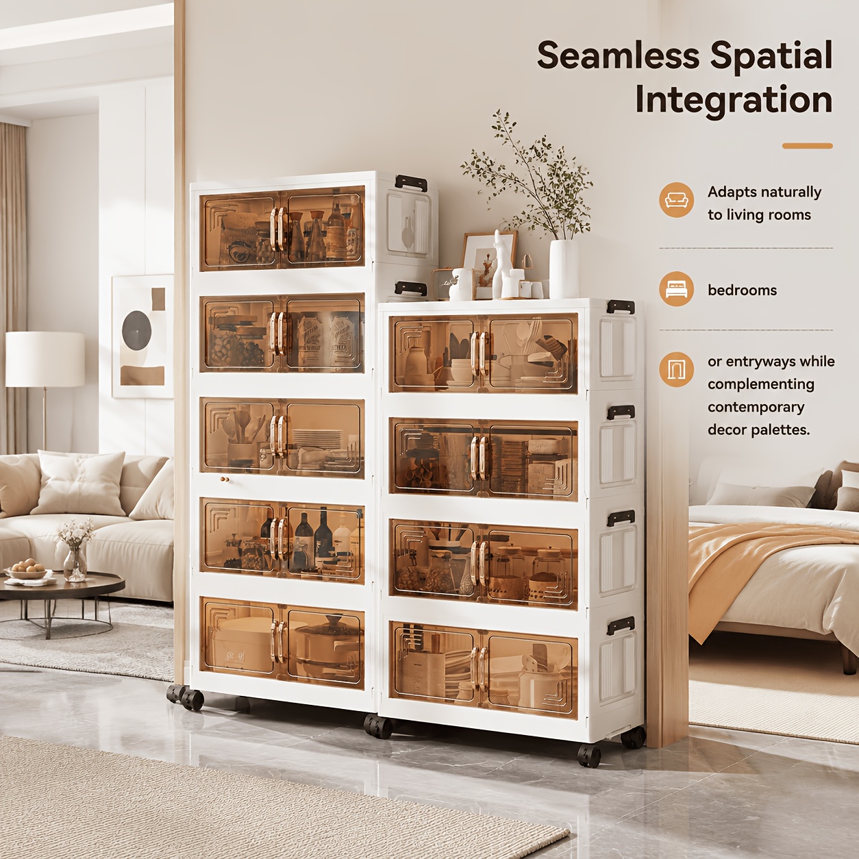 Plastic Multi-Layer Foldable Storage Cabinet for Hallway & Entryway