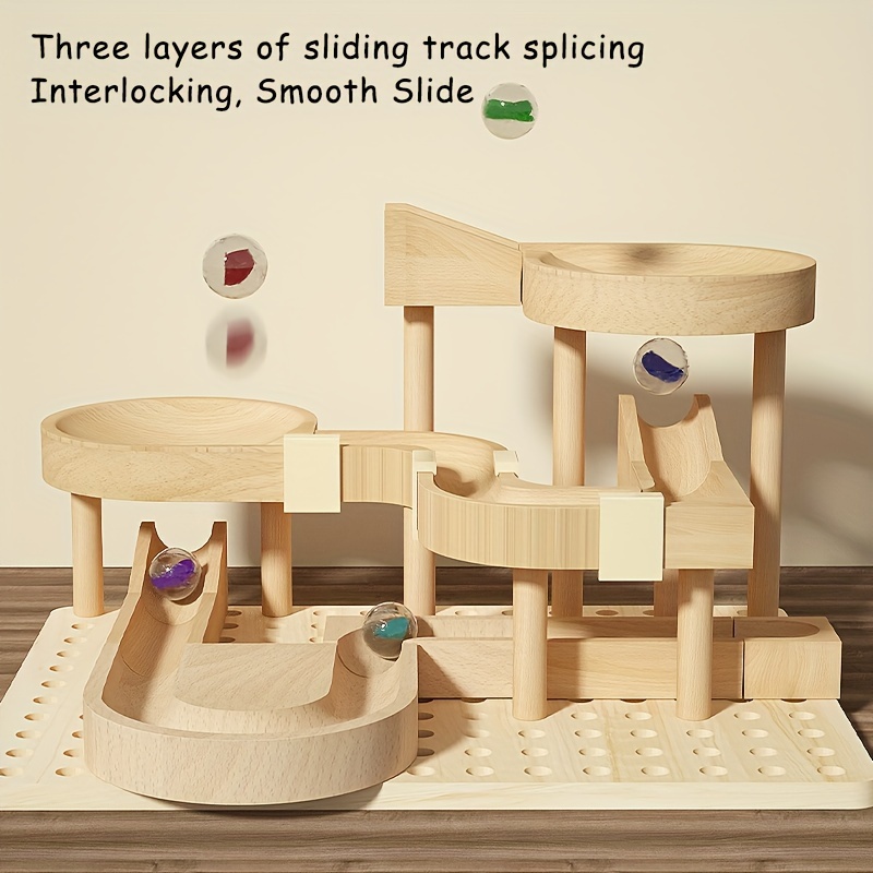 儿童轨道滚珠积木玩具，木质拼装弹珠管道滑道玩具，动手能力&逻辑思维训练，益智玩具，生日万圣节礼物给男孩女孩 详情 5