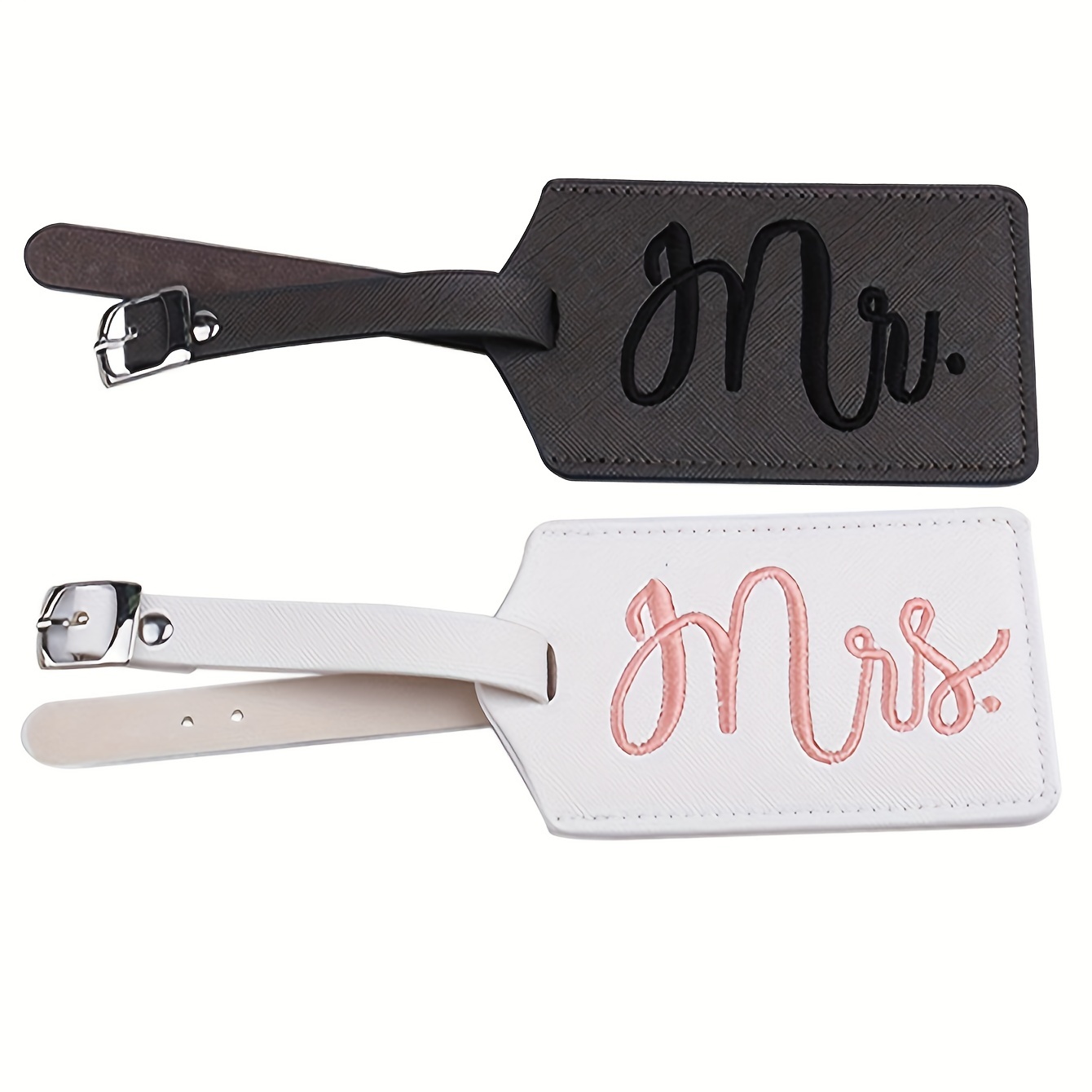 

2pcs Embroidered Mr. Mrs. Pattern Luggage Tag, Identifier And Name Tag For Travel Suitcases And Bags, With Privacy Cover, For Couple's Honeymoon