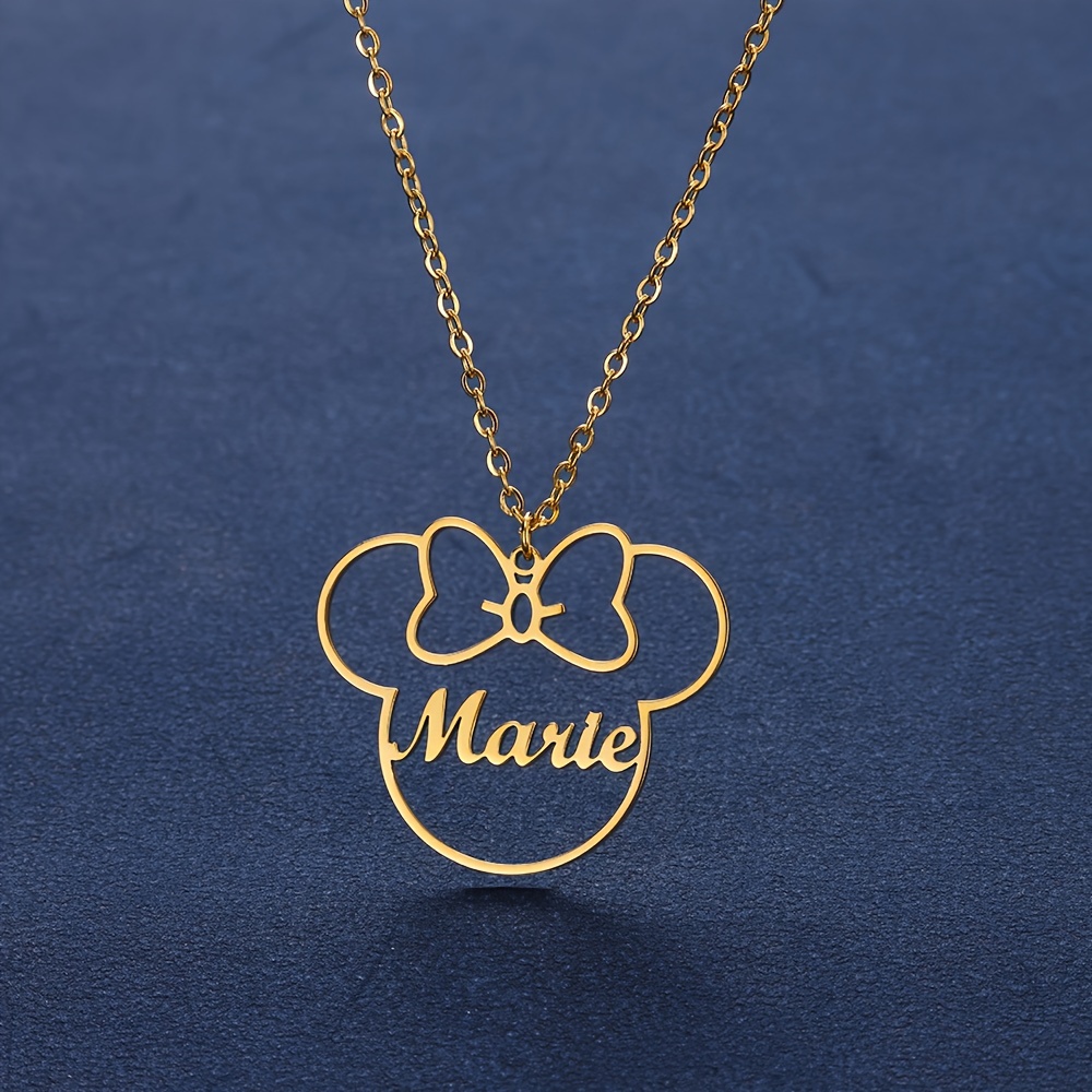 TEMU 1pc Women's Pendant Necklace, Personalized And Customizable With Cartoon Pattern Name