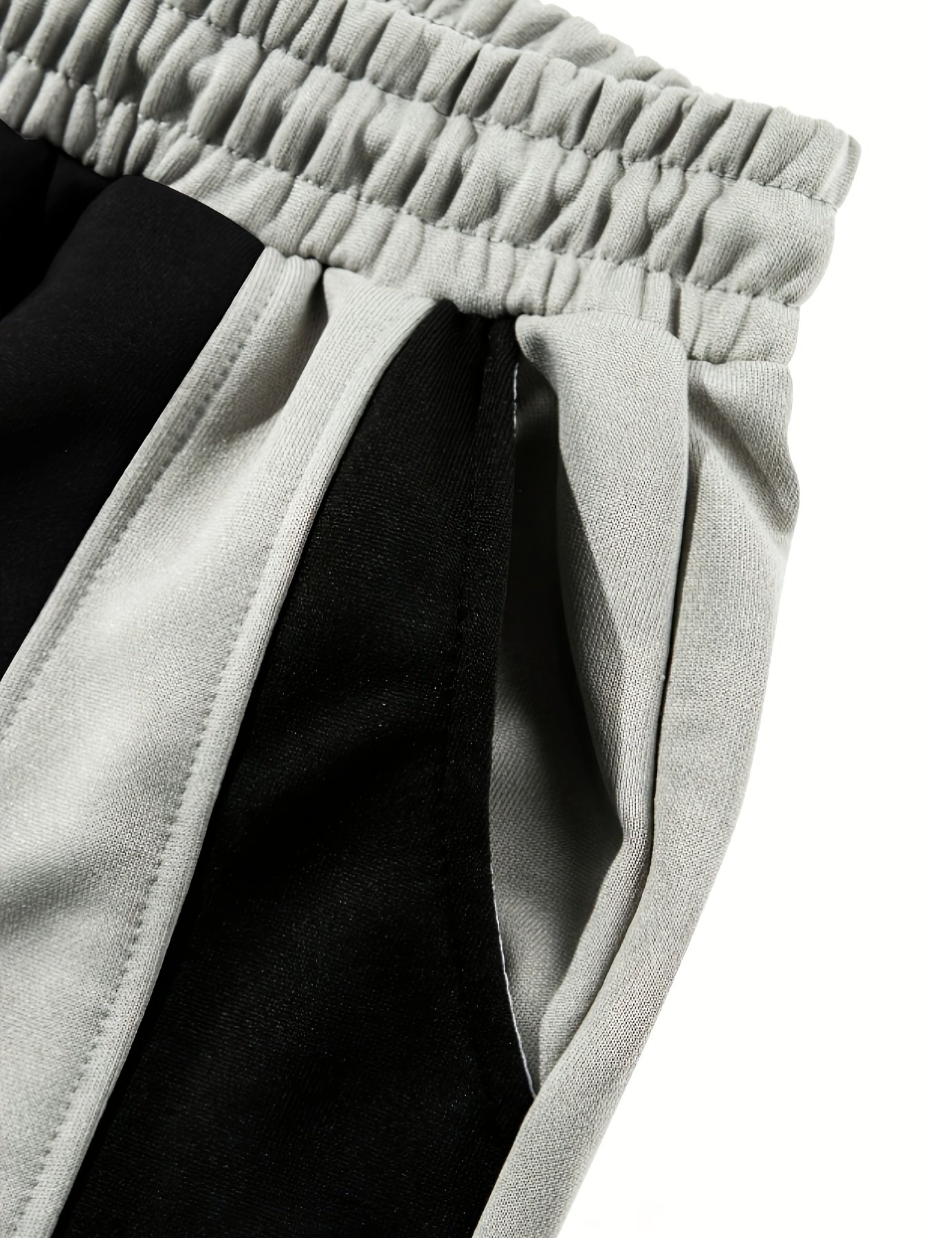 Men's Casual Patchwork Knitted Trousers, Slightly Elastic Fabric, Elasticated Waist, Suitable for Outdoor Wear All Year Round.