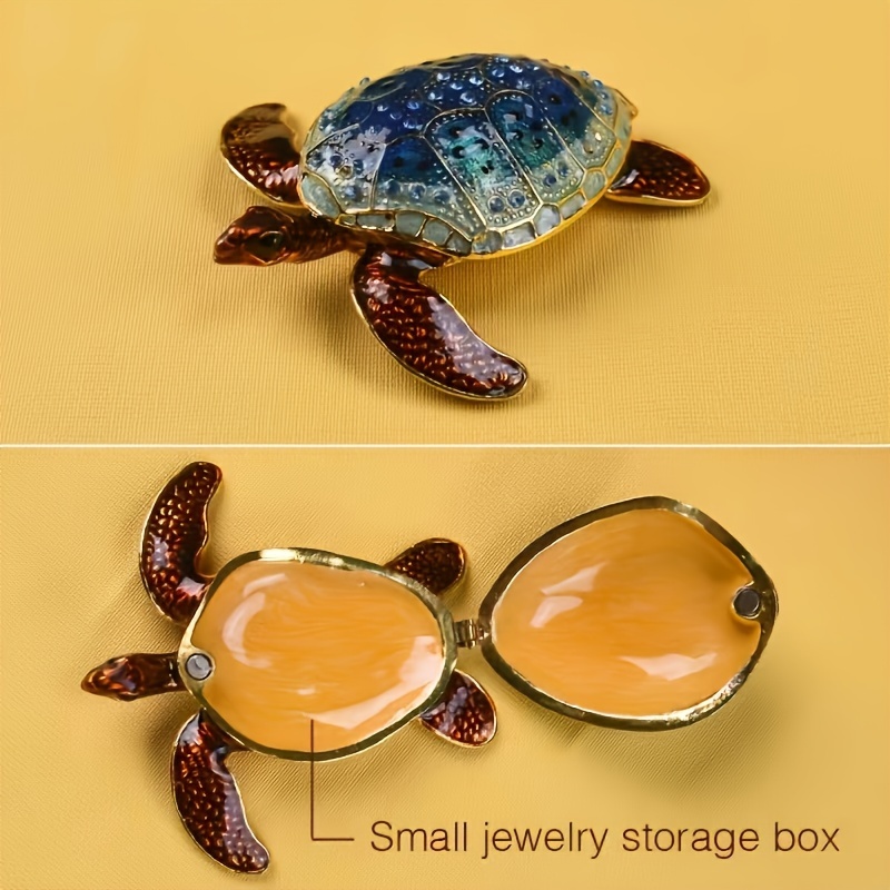 

1pc Colorful Vintage Turtle Jewelry Trinket Box, Hand-painted Sea Animal Figurine Collectible Ring Holderstudded Treasure Box Sea Turtle Decor Vintage Jewelrybox