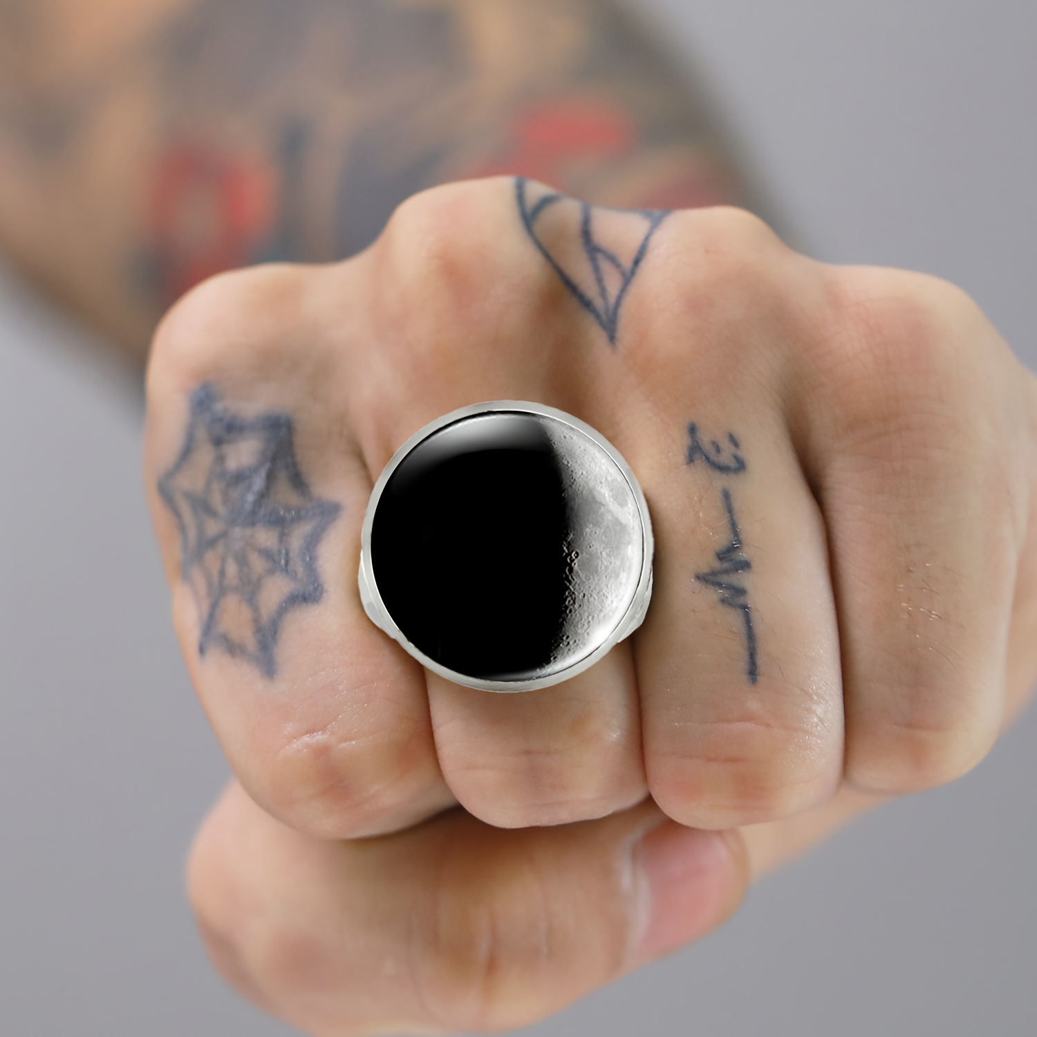 Unisex Adjustable Moon-Inspired Ring, Celestial Design