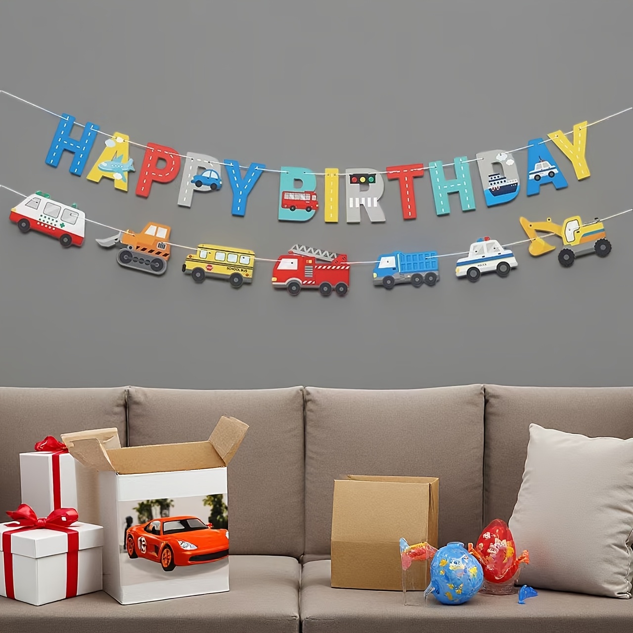 TEMU 20pcs Small Car Birthday Flag Banner Theme, Ideal For Birthday Party And Festival Celebration Scene Decoration Supplies Christmas Halloween