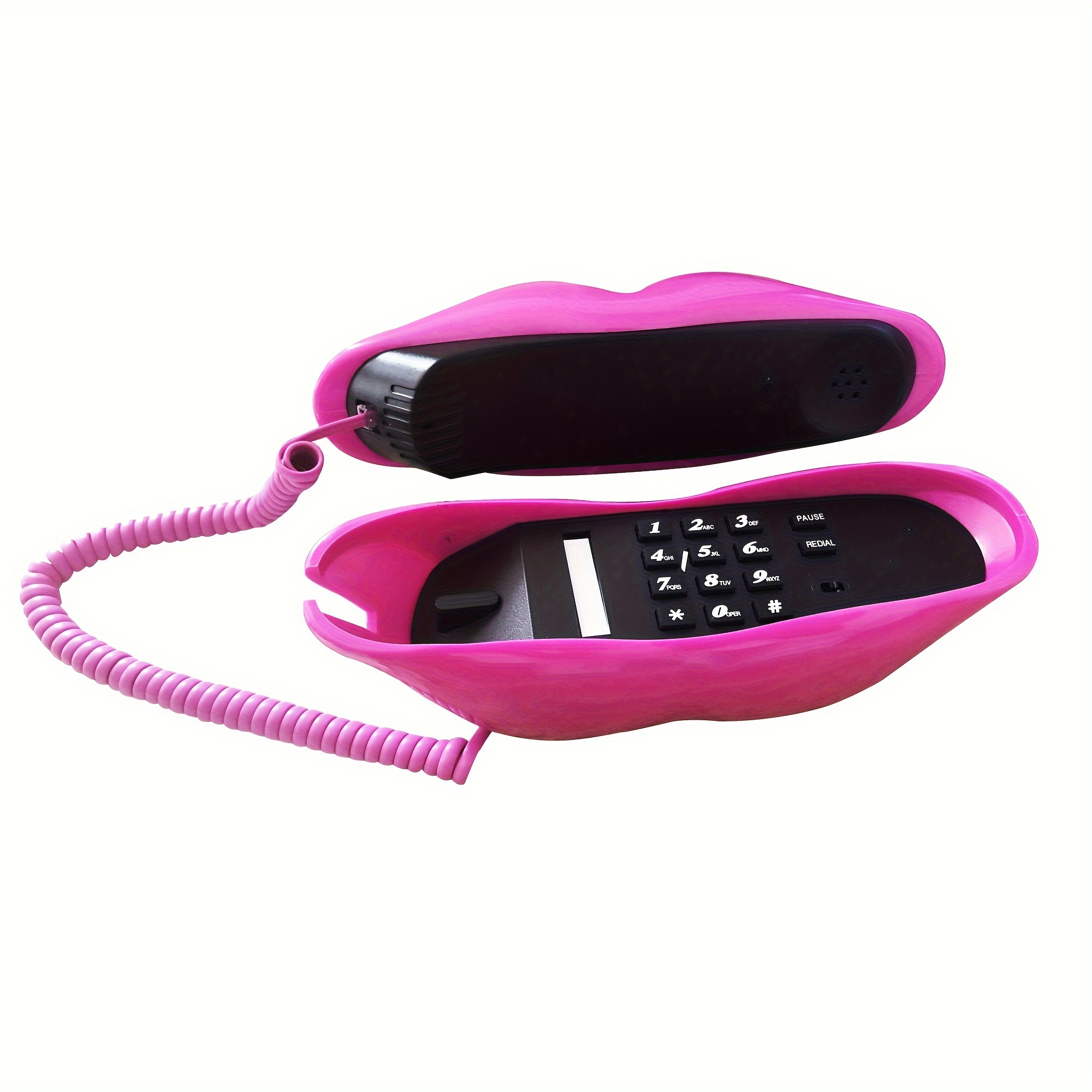 ホーム用固定電話、ピンクのリップ電話、装飾用コード付き電話、レトロ