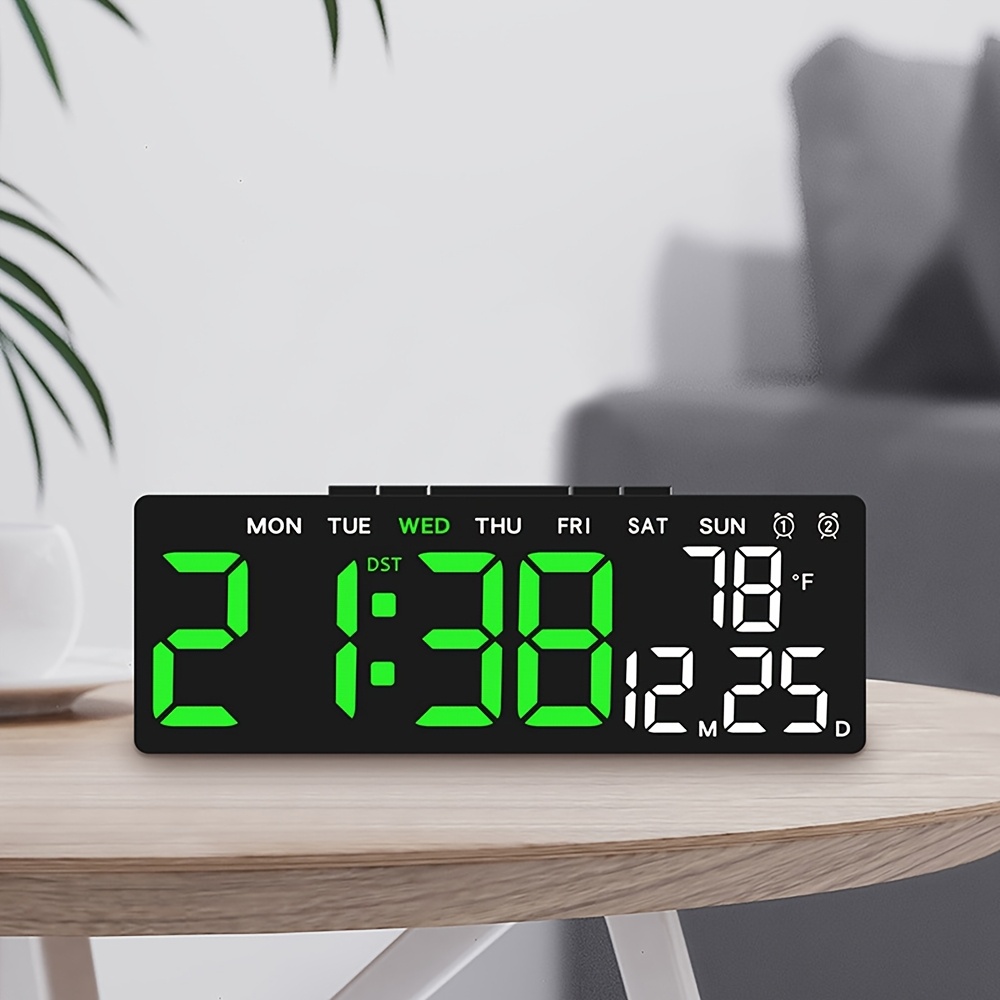 

Digital Led Alarm Clock With Temperature, Date, And Week Display - Adjustable Brightness, , Usb Powered, Sleek For , Alarm Clocks For Bedrooms